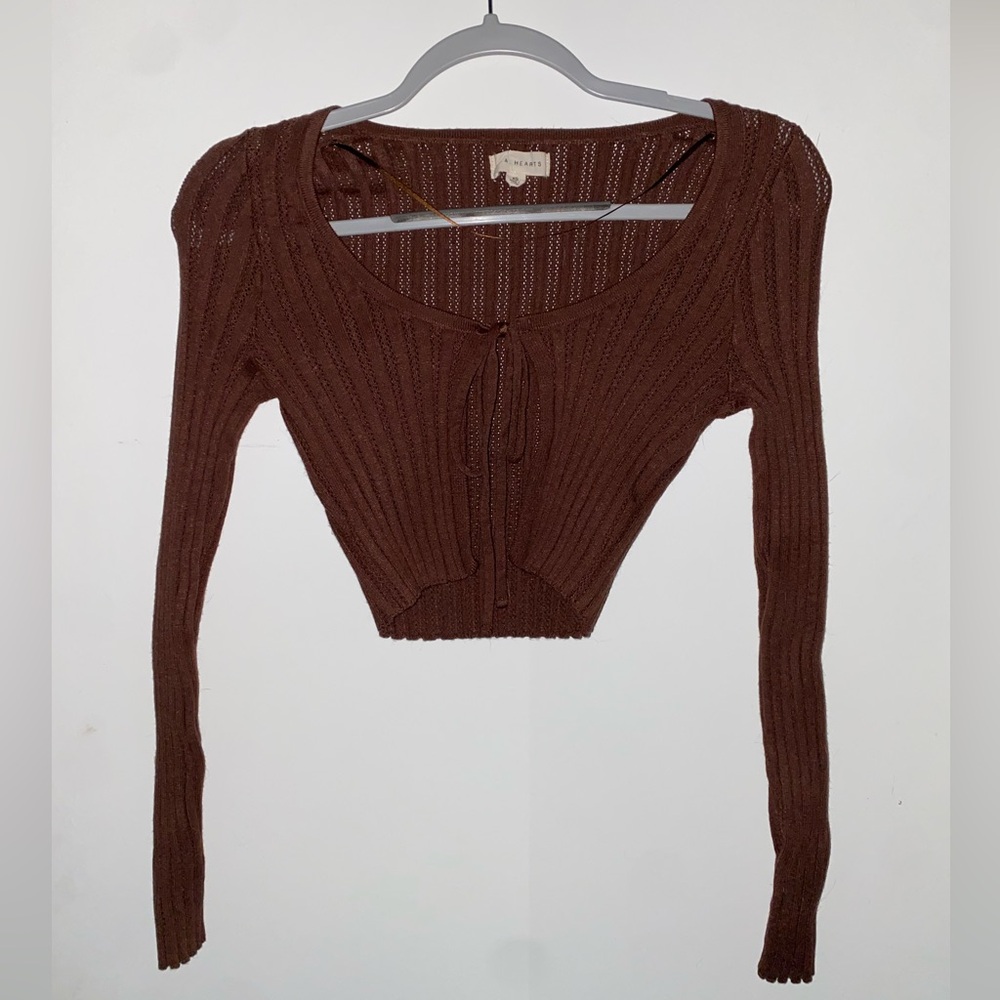 La Hearts Chocolate Brown Knit Lightweight Sweater - Women’s Size XS